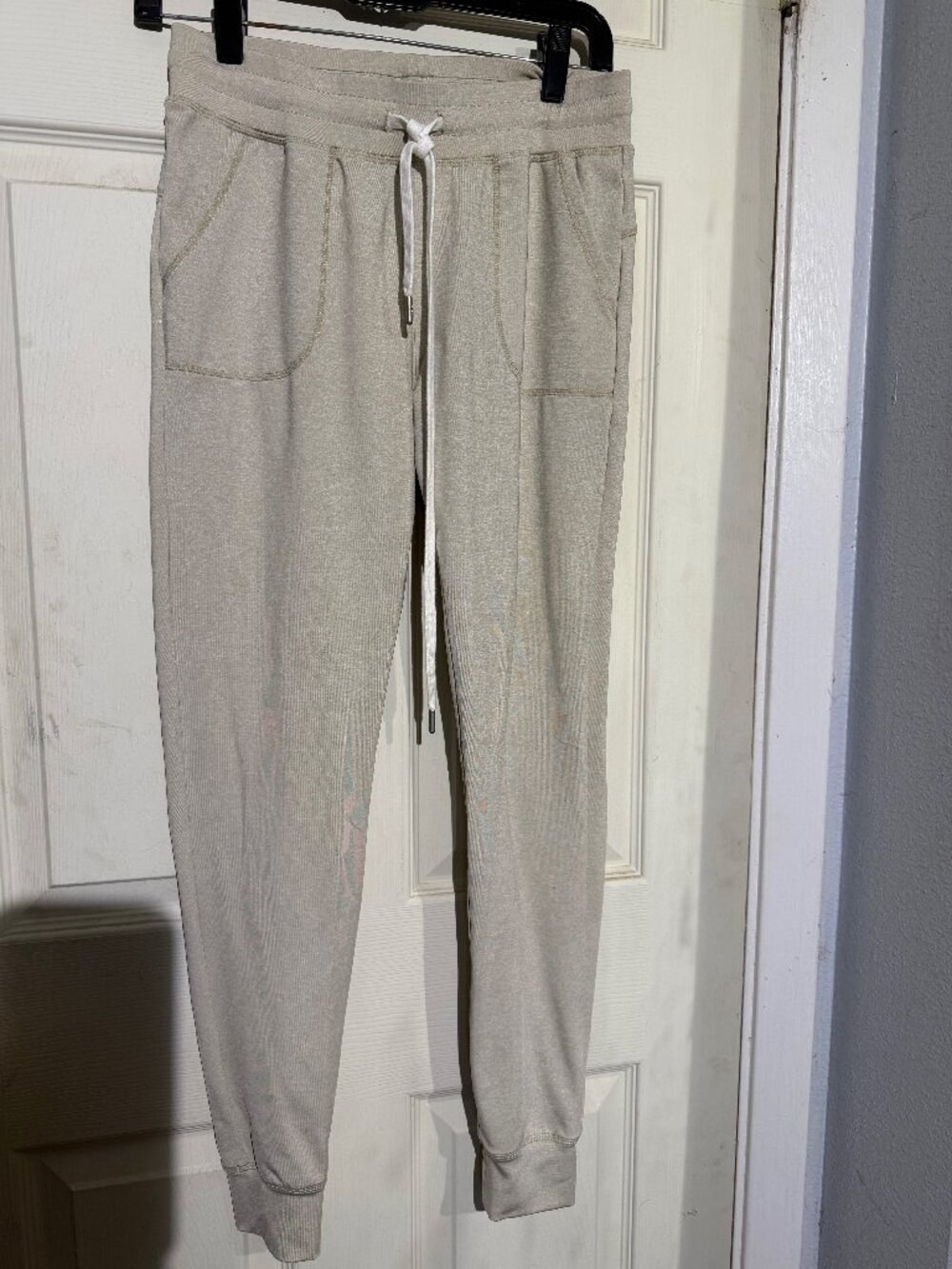 ZYIA Active Beige Taupe Jogger Pants Drawstring Pockets Size S